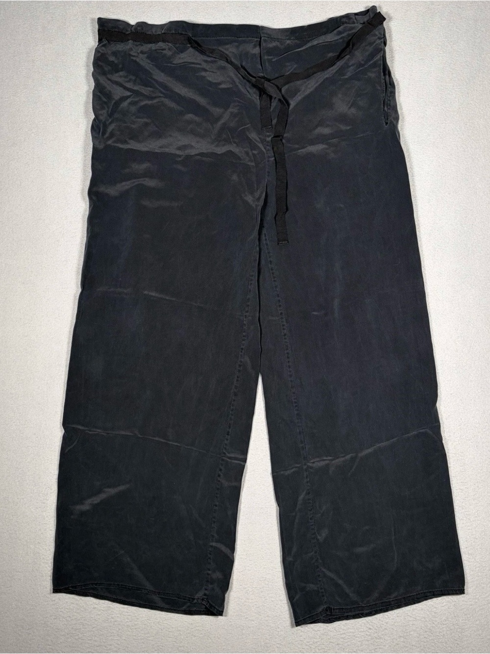 Brochu Walker Wide Leg Pants Women Small Black Silk Lagenlook Coastal Minimalist